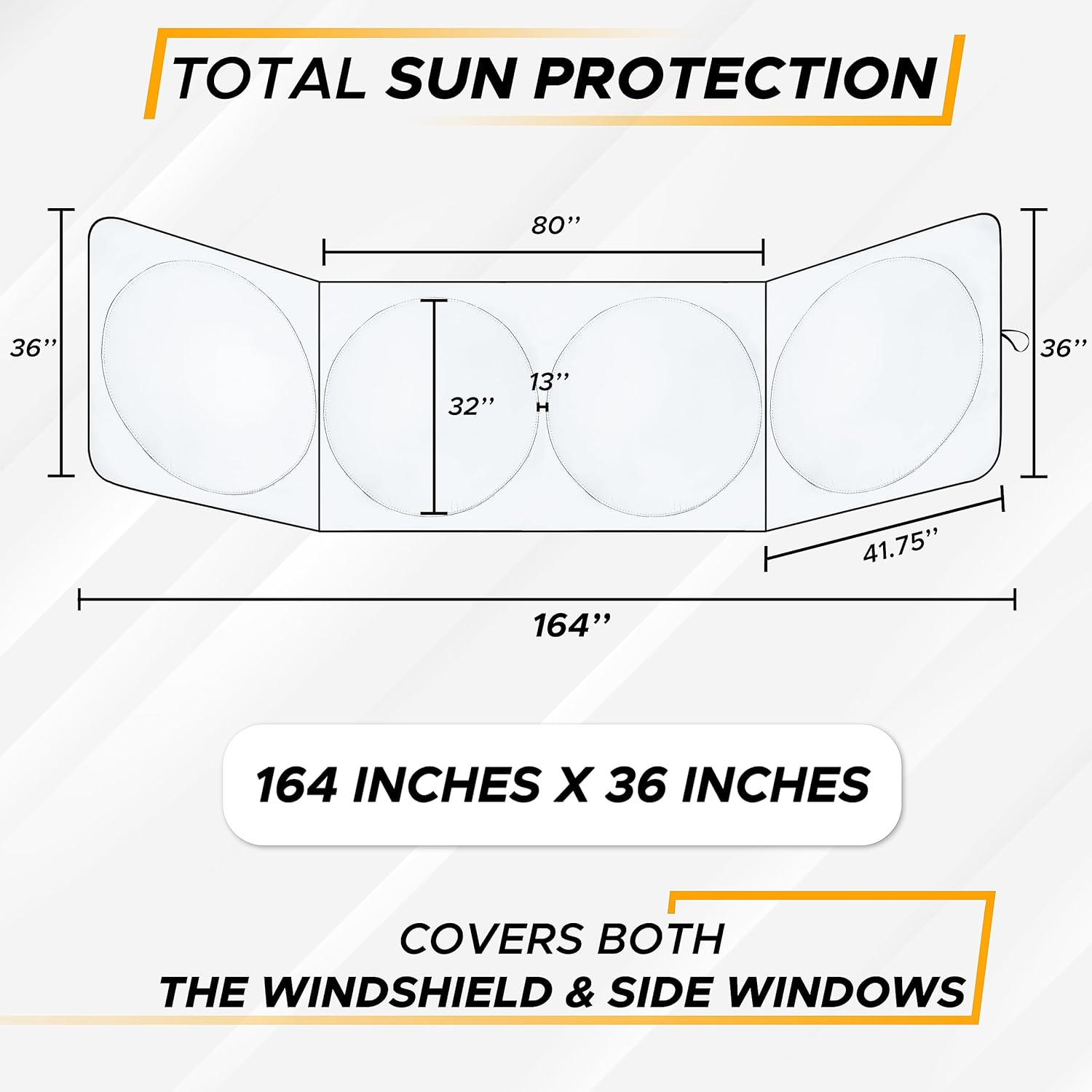 Detachable Semi-Truck Sun Shade for Windshield and Side Windows | 240T Polyester Maximum Coverage to Block UV/Sun Heat Rays | Best for Semi, Commercial & Big Rig