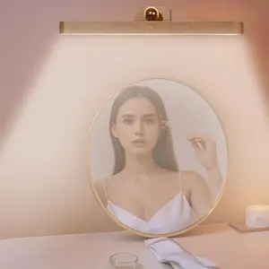 Wooden Cordless Vanity Light, 3-level Dimmable Rechargeable Wall Light, LED 360° Rotatable Magnetic Ball Wall Mounted Night Light for Mirror Makeup Bathroom Bedroom