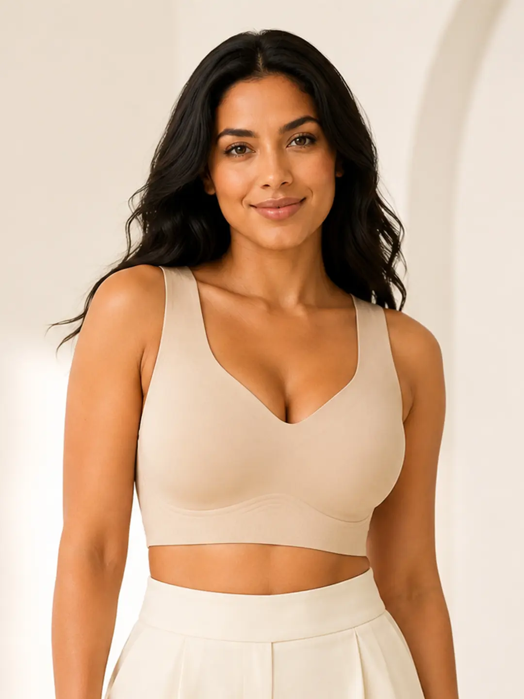 Women’s seamless wireless bra, full coverage soft support bra with wide straps for everyday wear