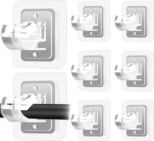8PCS Self Adhesive No Drill Adjustable Curtain Rod Holder Hooks ,  No Drilling Hangers for Bathroom, Kitchen, Home, Bathroom and Hotel, Transparent