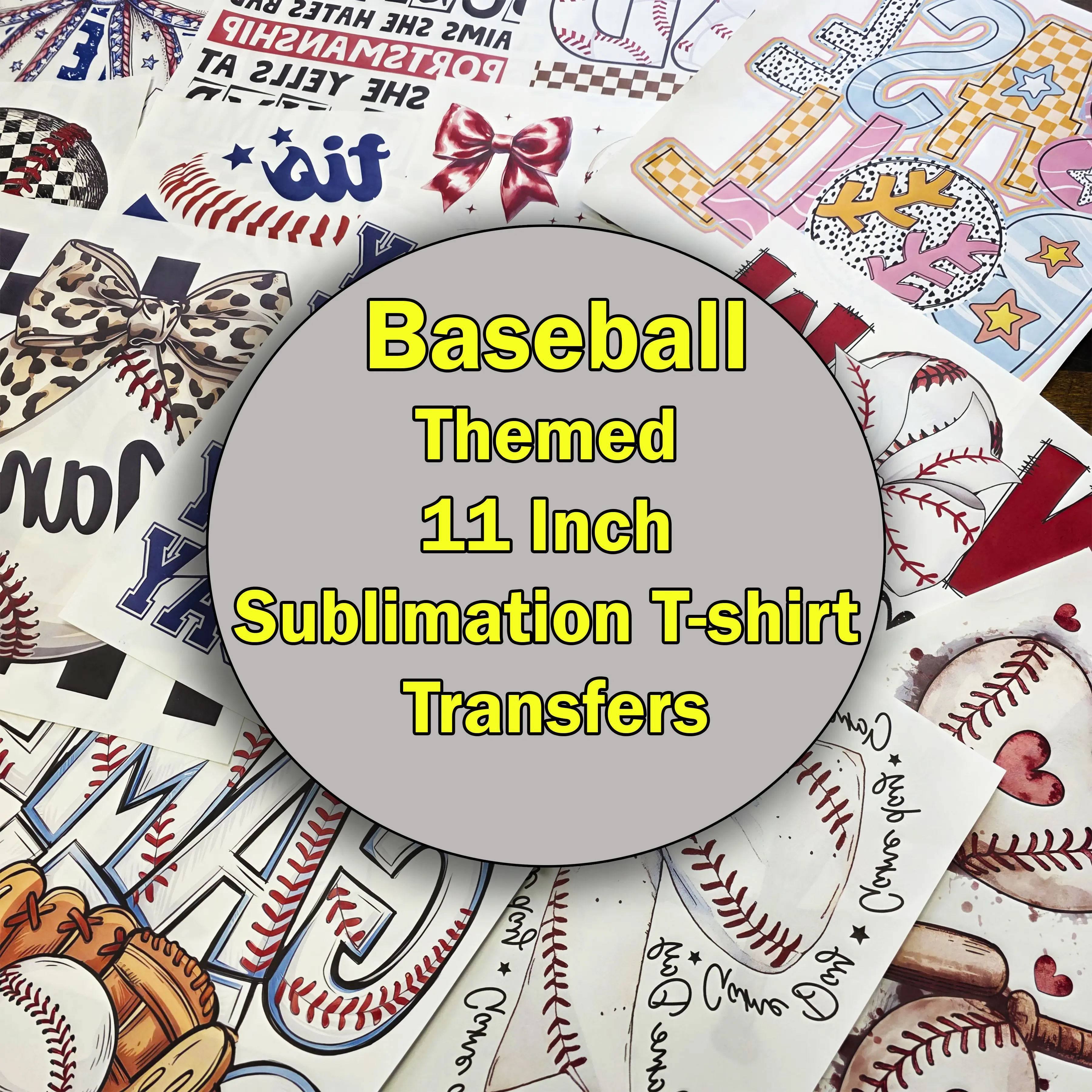 11-Inch Baseball Theme Sublimation Transfer – Requires Heat Press or Cricut Press