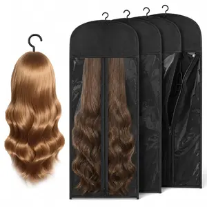 4/8Pcs Black Long Wig Storage Bags with Hanger – Keep your wigs safe & tangle-free! Perfect for home, salon & travel. Breathable, dust-proof & easy to carry. Never damage your wigs again! Breathable and Easy Carry Home Hair Salon Travel Use
