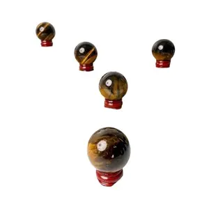 C17- Natural Tigers Eye Mini Crystal Sphere with Stand