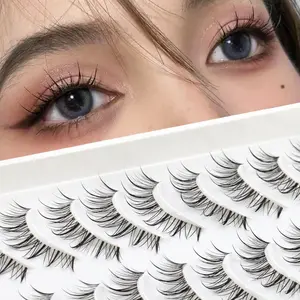 Obeyalash 13mm Natural Look Wispy Anime Eyelashes With Clear Band 10 Pairs False Lashes EM13 caterpillarlashes mixed 0.07mm Makeup Daily Lash Extensions Eyelashes Extensions Cosmetic Lash Extension