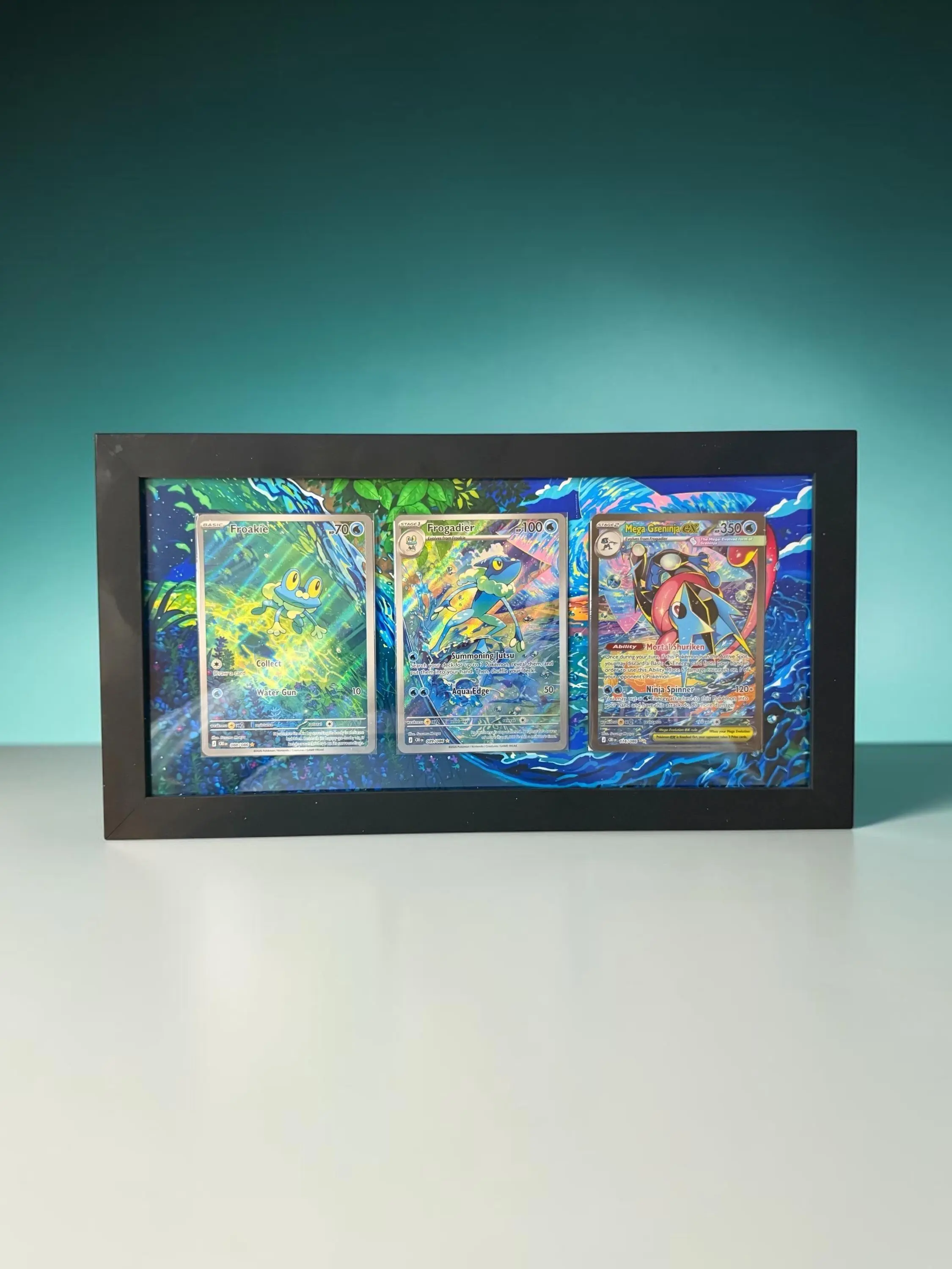 Chaos Rising Mega Greninja, Frogadier and Froakie | Extended Art Display Case Pokemon Card