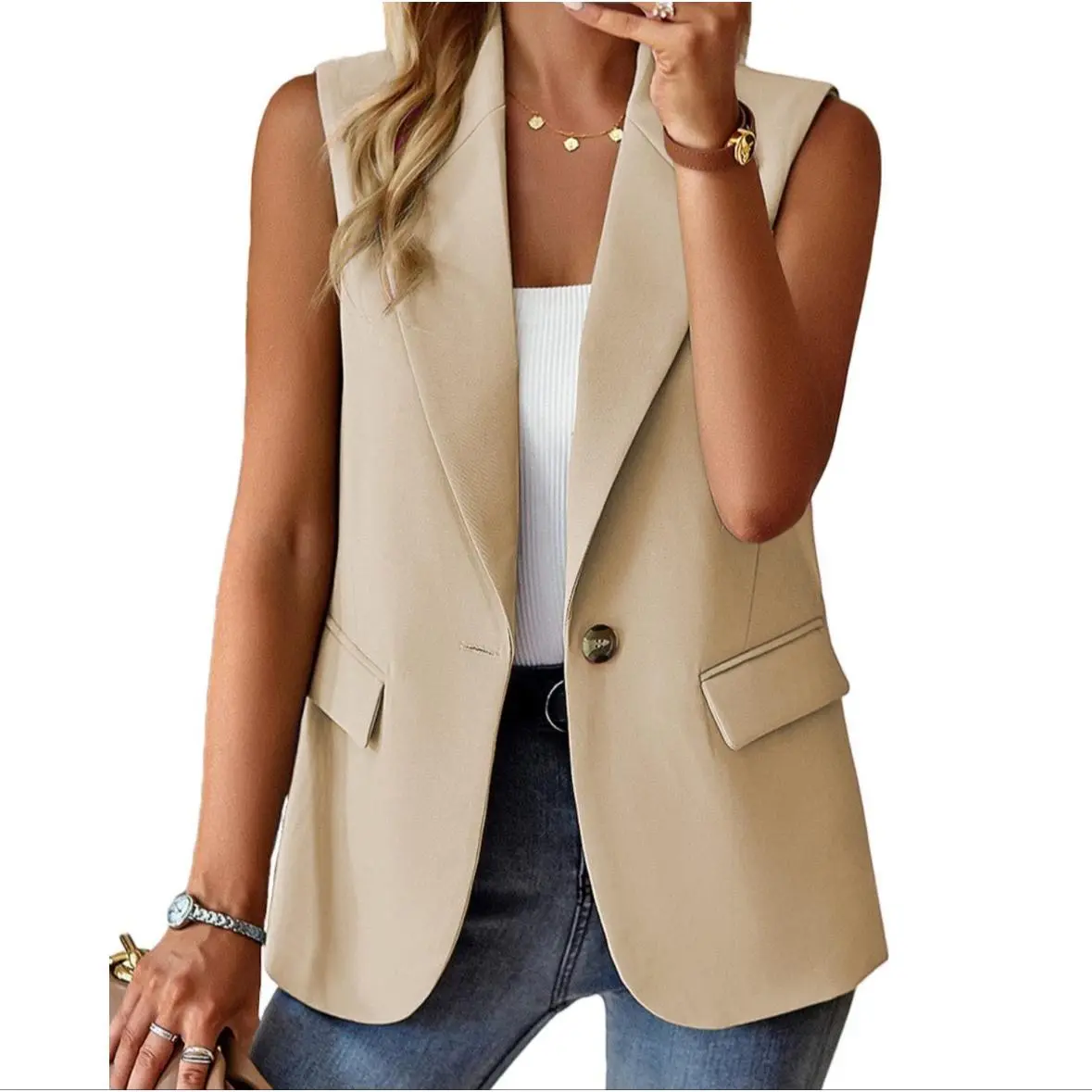 Apricot colored sleeveless