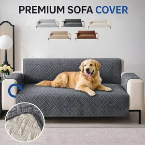 Soft Quilted Sofa Cover 1PC, Water Resistant Slipcover Furniture Protector, Washable Couch Cover with Non Slip and Elastic Straps for Kids, Dogs, Pets