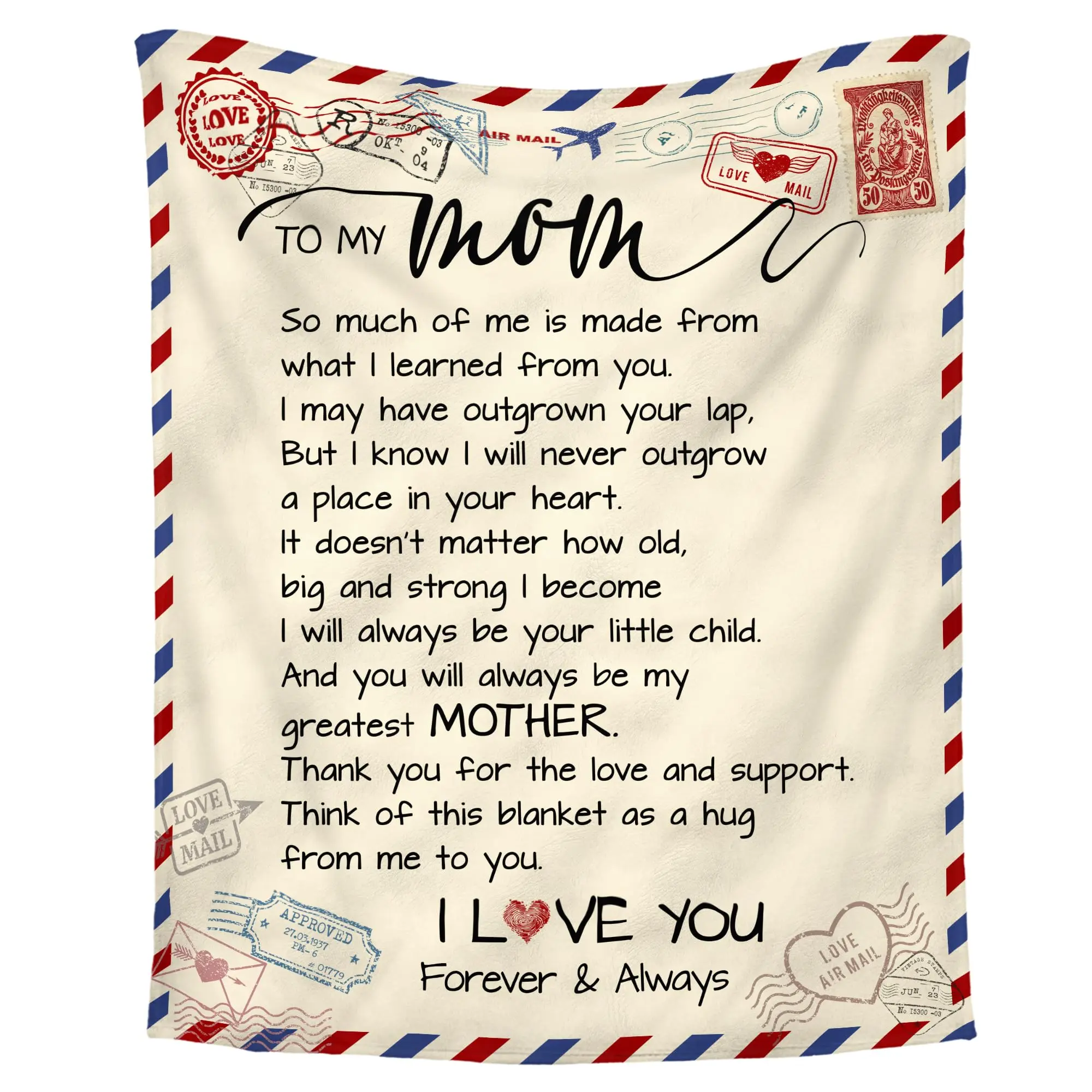 Fleece Throw Blanket - Soft, Wrinkle-Resistant, Flat-Weave, 60x80 in & 152Cm×127Cm（50X60in）), Christmas-Wedding-Thanksgiving Gift with Letters for Moms, Grandparents from Daughters-Sons