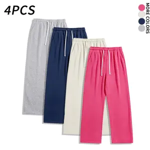 4PCS Men’s Loose Fit Athletic Sweatpants, Elastic Waist Wide Leg Joggers with Patch Detail, Casual Streetwear Pants for Men (1/2PCS Available)