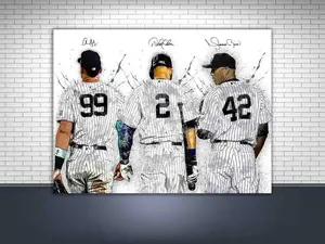 Aaron Judge, Derek Jeter, Mariano Rivera Poster, New York Yankees, Gallery No Frame Wrap, Fine Art Quality, Man Cave, Kids Room, Game Room