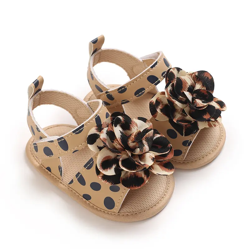 [Lullaby] Baby Girl Summer Princess Sandals Open Toe Breathable Bow Decor Floral Print Shoes Anti-Slip First Walkers
