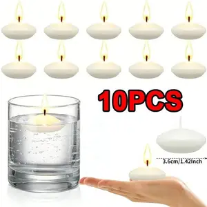 10 Round Floating Candles for Festive Parties Weddings Home Bath Decor, Romantic Cozy Candle Set for Celebrations and Special Occasions, Tea Candles
