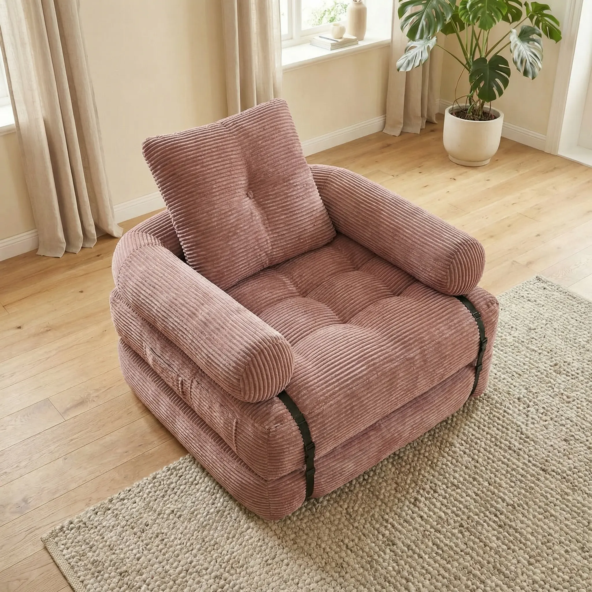 Convertible Folding Sofa Bed, Corduroy Sleeper Chair, Comfortable Floor Sofa Lounge for Living Room, Single & Double Size