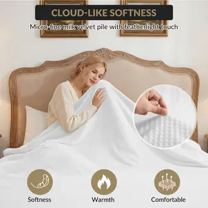 Dual Control Heated Blanket Queen Size 84x90 Soft Flannel Fast Heating Throw With 4 Heat Levels And Auto Shut Off Grey