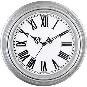 Retro Wall Clock, 16'' Non Ticking Classic Silent  Wall Clocks Decorative Kitchen Living Room Bedroom, Roman Numerals,  Operated,