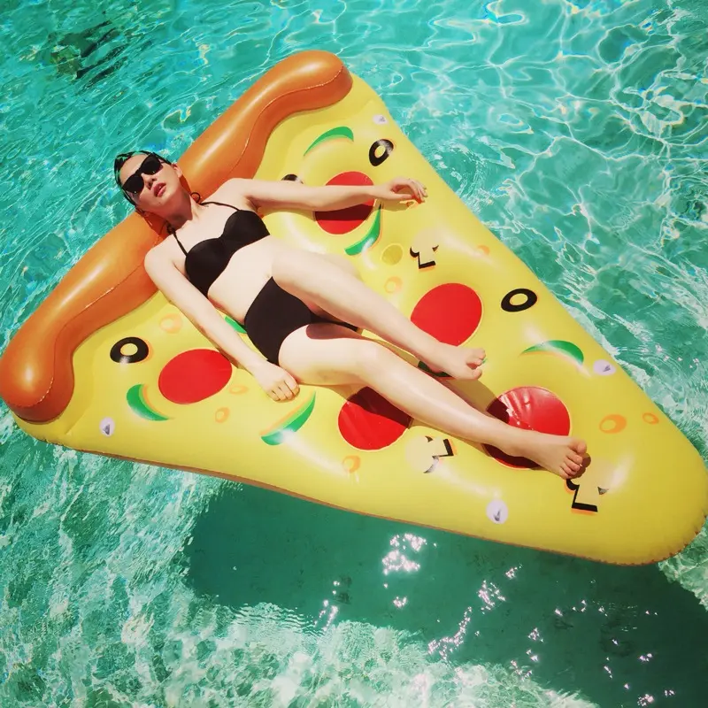 Inflatable Floating Pool Beach Pizza Water Swimming Floating Bed Comfortable Children Water-Resistant Training