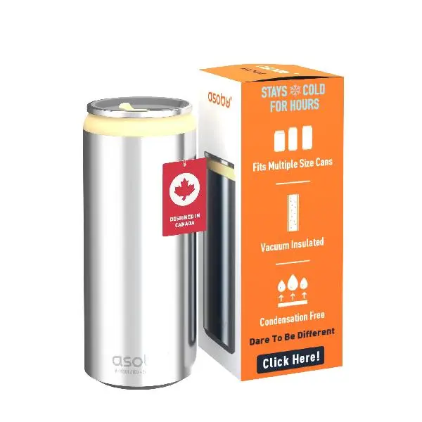 Asobu Multi Can Cooler Insulated Sleeve fits for Slim and Standard 12 Oz and 16 Oz Hard Seltzer, Soda, Beer or Energy Drinks and all standard size Beer Bottles(Silver)