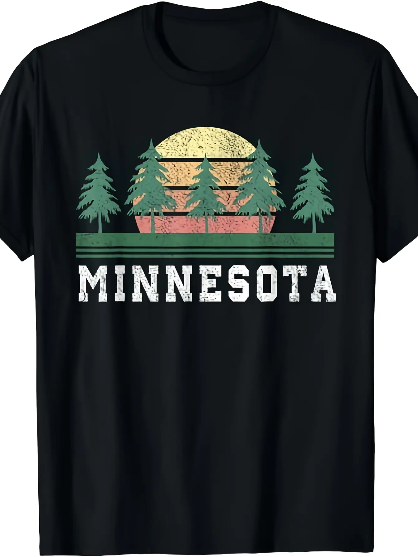 Minnesota MN State Outline  Landmarks Retro Vintag unisex soft cotton short sleeve t shirt, vintage graphic casual tee for men women teens, perfect birthday holiday gift for camping travel gym daily street  wear