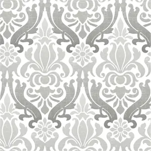 NuWallpaper NU1827 Nouveau Damask Peel and Stick Wallpaper- Grey