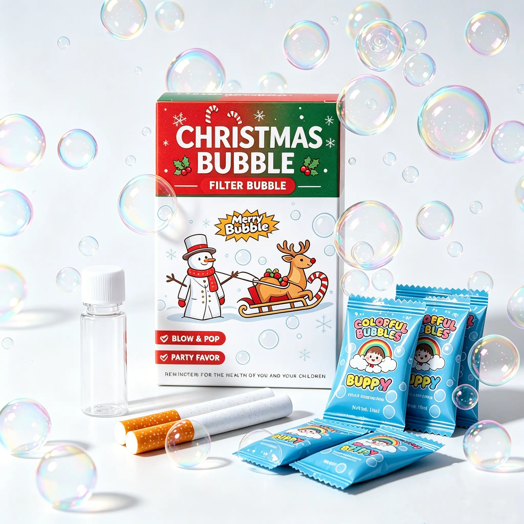Mini Metal Bubble Wands with Unlimited Bubble Solution - Cigarette-Style Fidget Toys, Cool Unique Gifts for Adults, Birthday Gifts, ADHD Sensory Relief, Stress Relief, Easy to Carry, Festive Home & Vacation Accessory