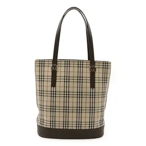 Pre-owned BURBERRY Canvas Shoulder Bags Check Leather 2way Tote Bag