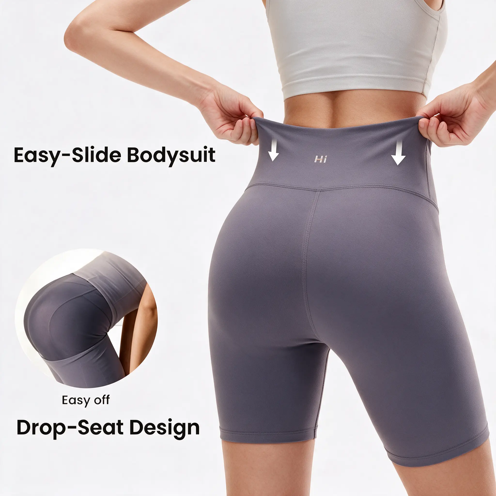 Dark gray Women's Colombian Shapewear Sports Leggings - Everyday Use, Tummy Control, Butt Lifting, Back Support, Pleated Split-Back, Cotton Lining, Postpartum Full-Body Shaping