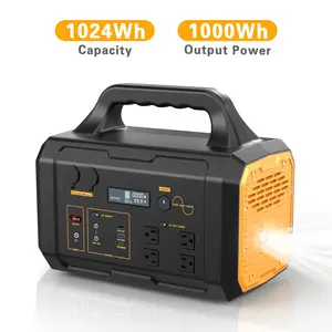 Portable Power Station 1000W Solar Generator with 120V AC Outlet for Outdoor Camping RV Travel Hiking 1024Wh LiFePO4 (LFP) Battery for Home Use Emergency Backup Power Outages