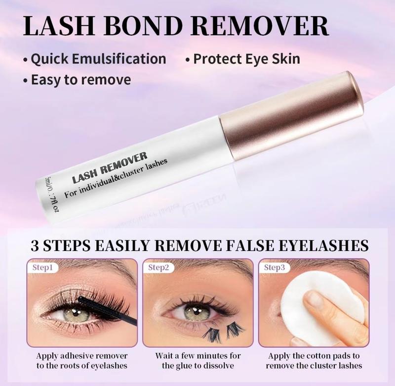 Kit for False Eyelashes - D Curl Cluster with Extension Glue and Tensions - Makeup, Cosmetic