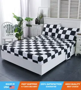 Bed Sheet Set 3 Piece -Twin Size-Soft Durable Microfiber Bedding Sheet Set,Deep Pocket,Stain,Fade & Wrinkle Resistant (Plaid Black&White)