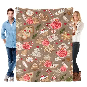 Jesus Loves You’ Christmas Gingerbread Throw Blanket Warm Neutral Print Soft Fleece Blanket | Faith-Based Holiday Decor & Xmas Gift，Warm afternoon nap blanket - A versatile gift blanket