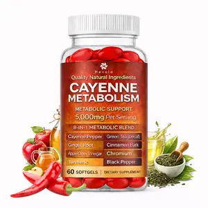 8-IN-1 Cayenne Metabolism Support Supplement – 5000mg/60 Softgels – with Green Tea, Apple Cider Vinegar & Chromium for Daily Metabolic Support
