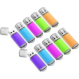 8GB USB Flash Drive 10 Pack  USB 2.0 Thumb Drive 8 GB Memory Stick Gig Sticks Data Drive Flash Stick U Disk with LED  (5 Mixed Colors: Blue Green  Orange Purple)