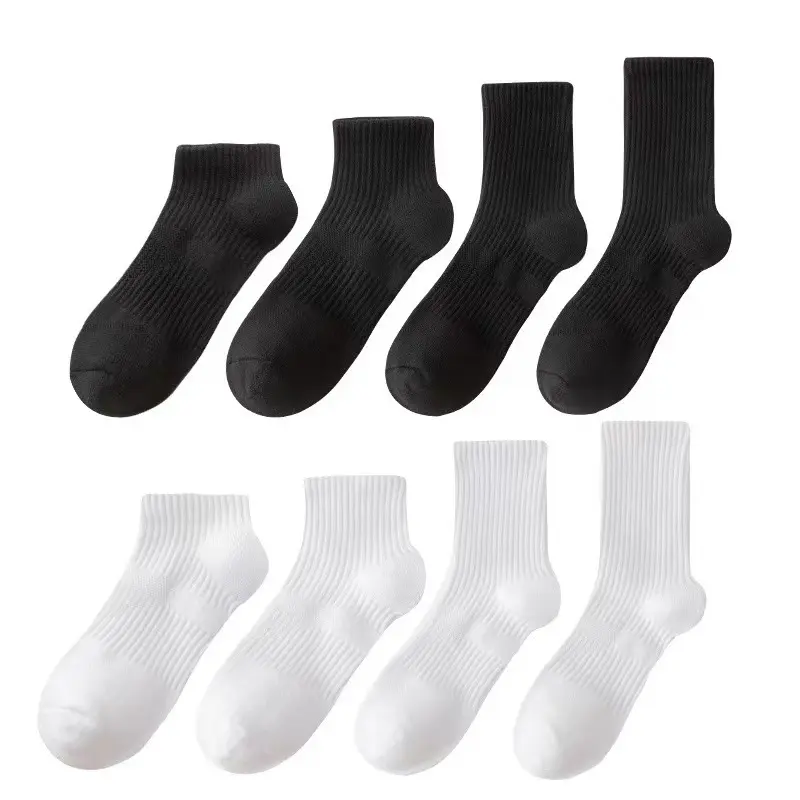 Cotton unisex white ankle socks, sports white socks, spring and summer white socks