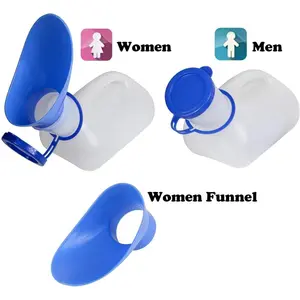 Unisex Portable Plastic Urinal with Lid and Funnel, Mobile Toilet Bedpan Pee Bottle for Car Camping Travel, for Men and Women