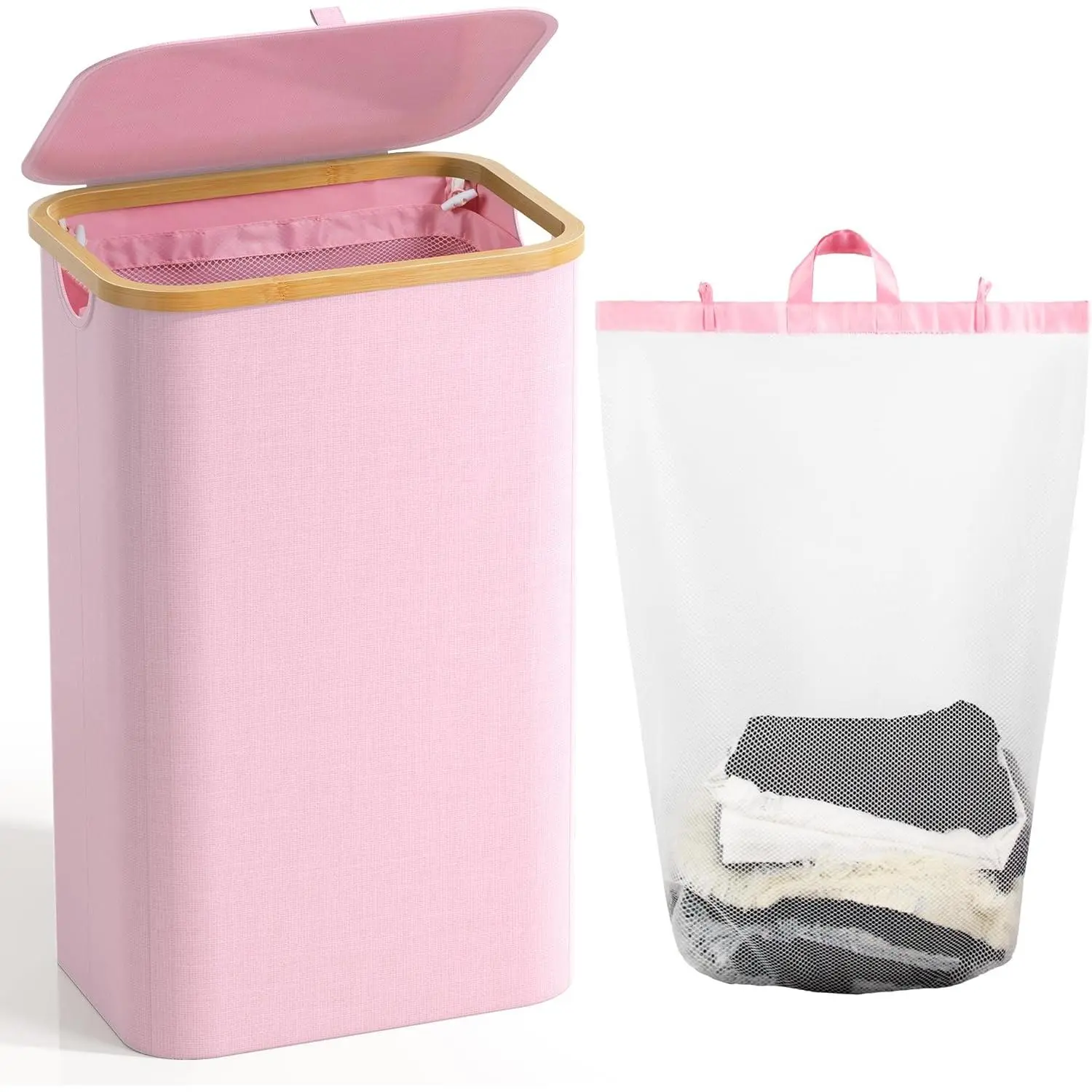 100L Laundry Hamper with Lid, Large Laundry Basket with  Handles, Clothes Hampers for Laundry with Removable Bag, Dirty Clothes Hampers for Bedroom Aesthetic,