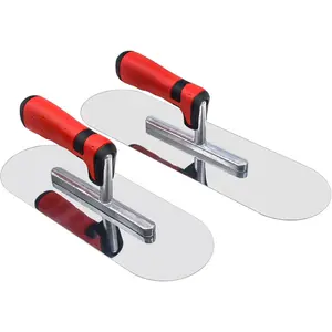 Concrete Tools Set Stainless Steel Pool Trowel 2 PC (14" x 4" & 11"x4") Flat Finishing Trowel Cement Drywall Plastering Masonry Construction Hand Tool