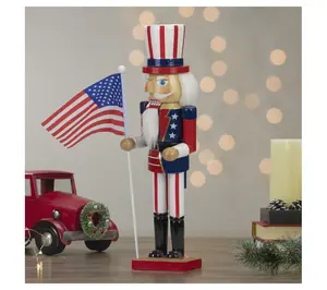 Northlight Patriotic Red/Blue Wooden Uncle Samutcracker