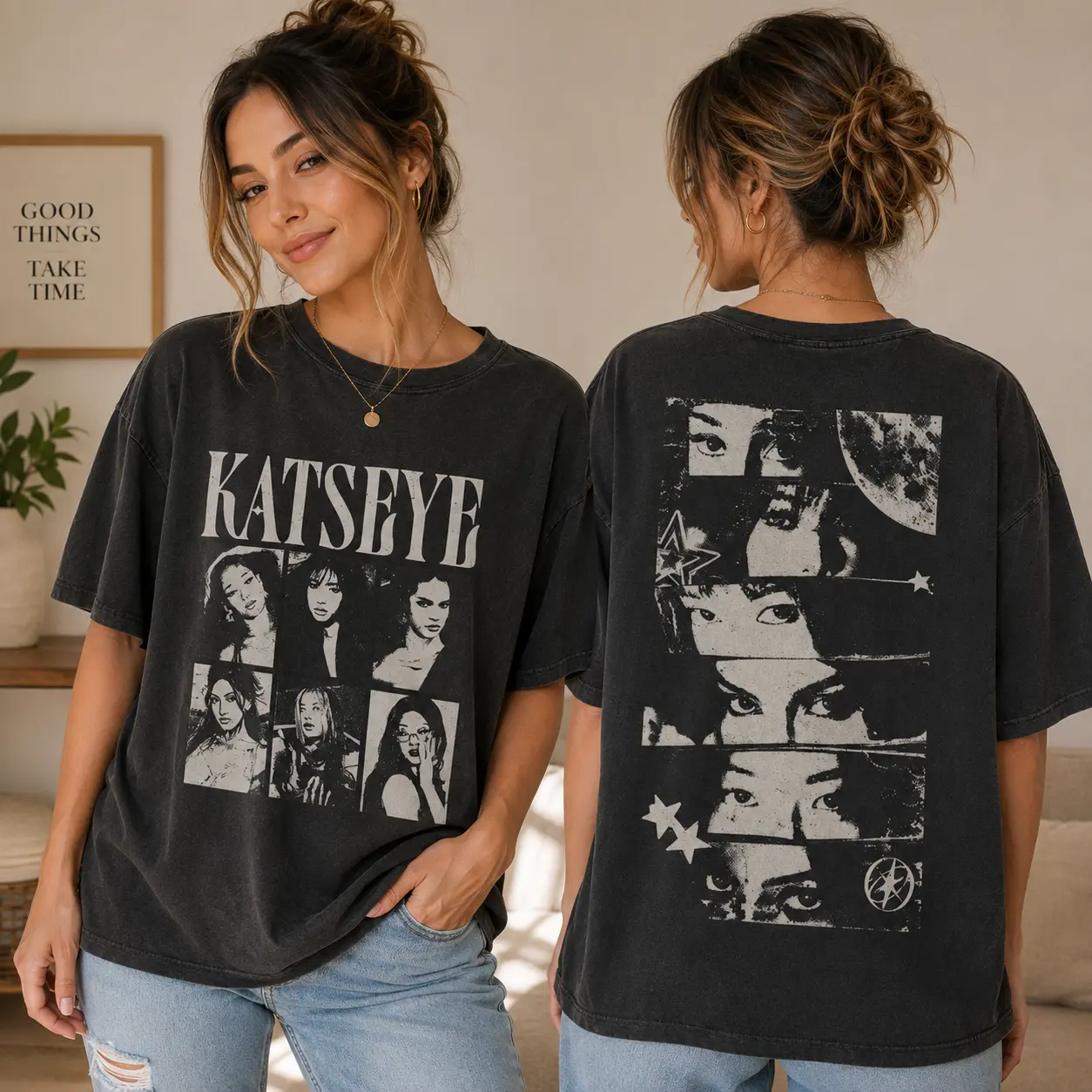 Katseye Beautiful Chaos Unisex Graphic T‑Shirt Vintage Kpop Girl Group Inspired Streetwear Casual Tee Pop Music Fan Gift Apparel