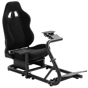 Supllueer Sim Racing Cockpit Stand with Black Playseat fit for Logitech,Fanatec,Thrustmaster, G29 G27 G920 G923 T300, Racing Simulator Cockpit Frame Racing Seat, Wheel Pedal Handbrake Not Included