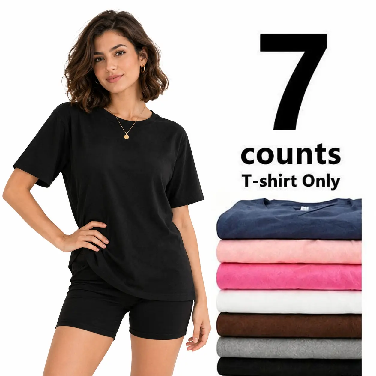 【New Arrival Deal】【Fast Shipping】Women’s Minimalist Multipack Crew Neck Short-Sleeve T-Shirts – Loose-Fit Solid-Color Casual Everyday All-Season Tops, CC-Peach (T-Shirt Only) #SummerVibes
