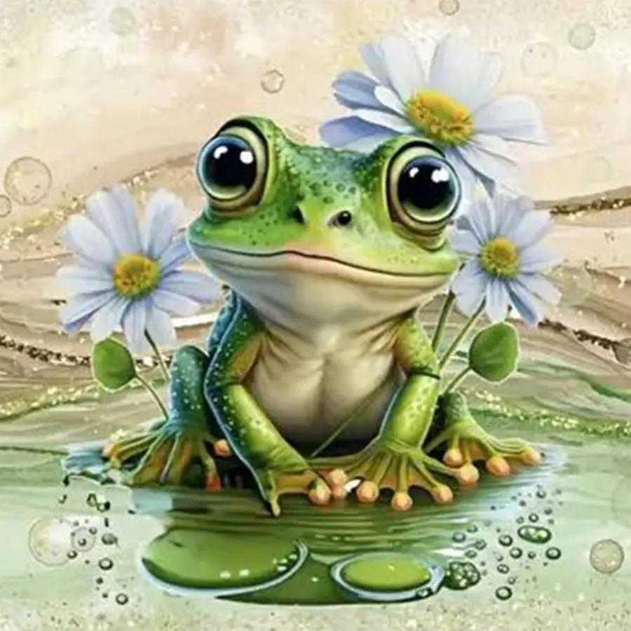 Frog Design DIY Diamond Arts Colorful Painting Kit without Frame, 5D Diamond Arts Colorful Painting Kit, DIY Wall Art Decor for Home