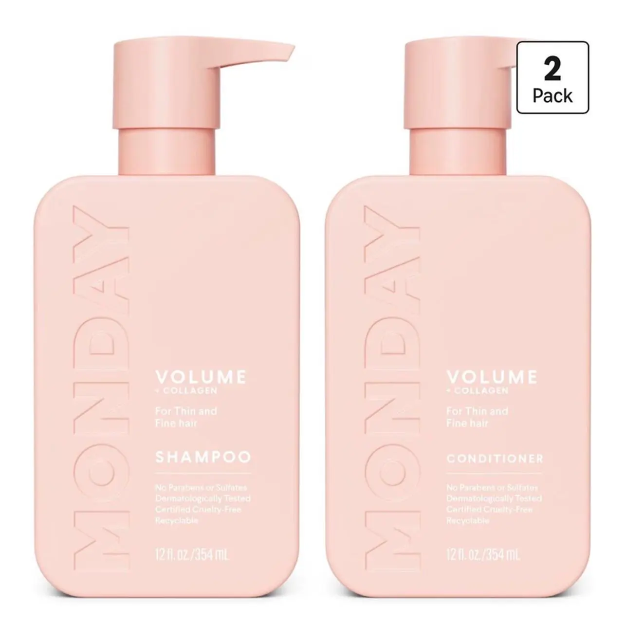 Monday Volume Collagen Shampoo & Conditioner 2 Pack for Thin and Fine Hair 12 fl oz Each