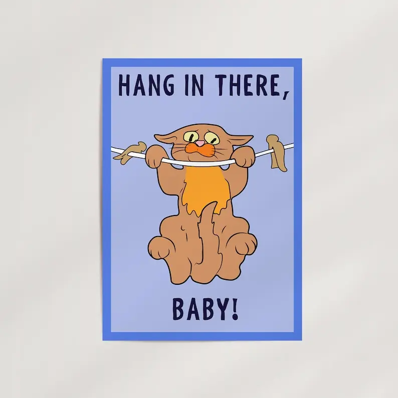 Hang in There, Baby! Cat Poster from The Simpsons Premium Wall Art Poster