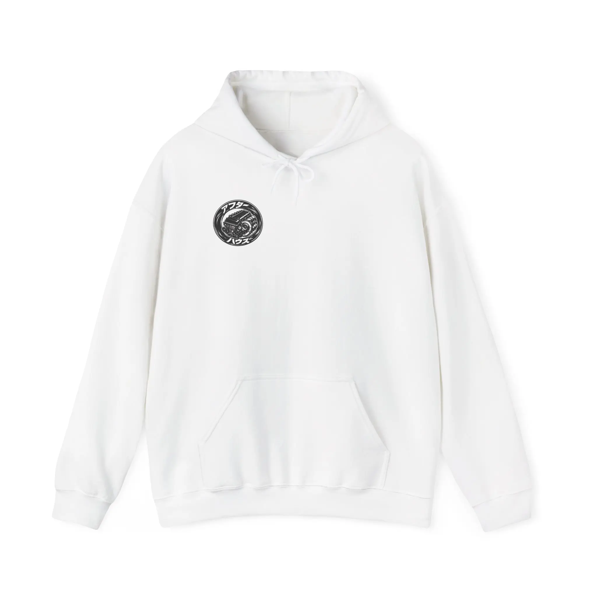 Men's Nissan R34 Skyline Oversize Hoodie - Long-Sleeve Pullover Sweatshirt, Long Sleeve Shirt with Minimal Front, Bold Back, Engine Emblem, Garage Vibes Menswear Casual Streetwear Top, Heavyweight, Jdm Culture