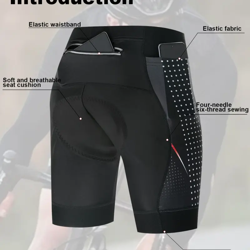 Men's 3D Stereo Cycling Shorts, Breathable Road Bike Shorts with Pockets, Elastic Athletic Stretchable Bicycle Shorts, Riding Shorts for Comfort and Performance, Tight Sports, Cycling Sports Wear, Cycling Apparel