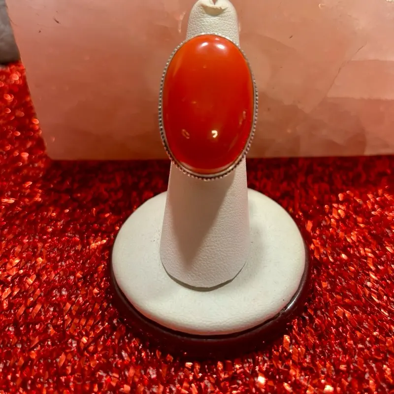Red Coral Ring On 925 Sterling Silver. Size 6