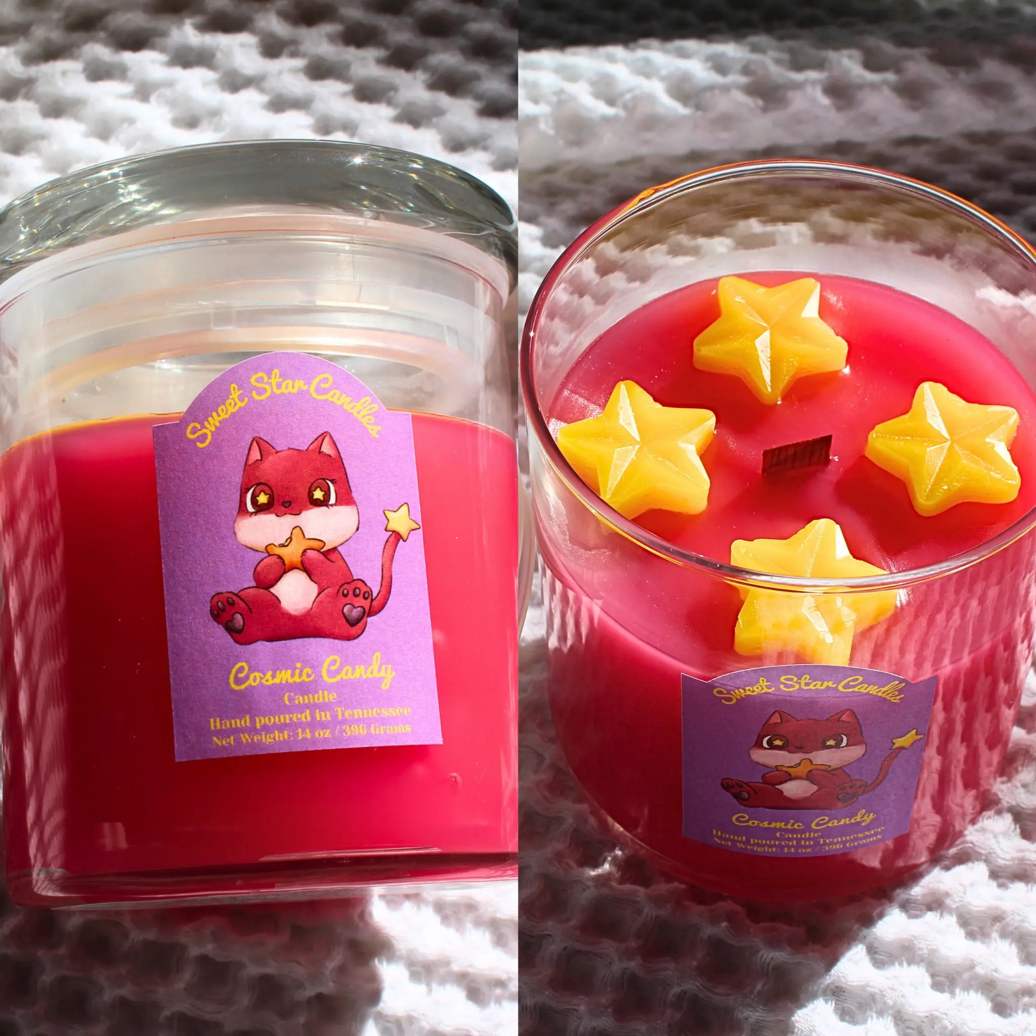 Crackling Wooden Wick Candle Cosmic Candy Fruity Scented | 14 oz Decor
