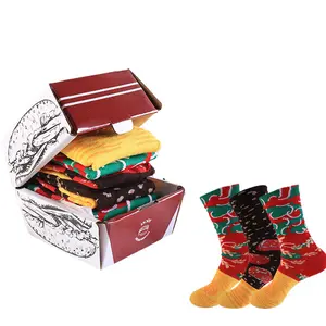 Creative Burger Packaging Sports Mid-Calf Socks, Unisex Soft Comfortable Breathable Sweat Absorbent, Perfect Gift for Holidays and Parties