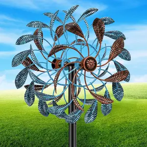 360 Wind Spinners Outdoor, Wind Sculptures Windmill with Metal Stake, Kinetic Large Metal Yard Art Decor Spinners Pinwheels for Garden Outside Patio Lawn, 63.2 * 13.2"