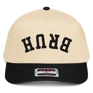 RIVEMUG NX1 Upside Down Bruh Embroidered 2 Tone Hat Mid Crown Curved Bill Snapback Gift Cap for Men and Women